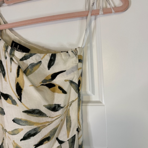 Truly Tropic Cream Leaf Print One-Shoulder Midi Dress, Lulus XS - Picture 7 of 16